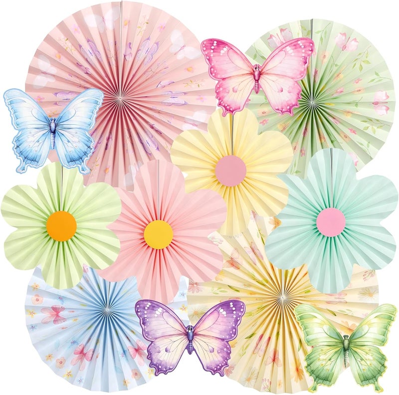 paper jazz Butterfly Flower Paper Fan,Pastel Party Decoration for Garden,Spring Paper Fans Floral Decorations for Wall Hanging Flower Decor Fairy Birthday Decorations Garland Backdrop for Tea Party Baby Shower. - Image 1